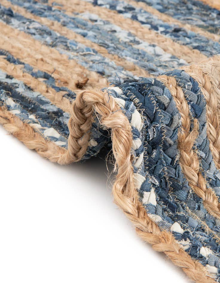 Detail image of  2' 2 x 3' 7  Hand Braided Chindi Hearth Rug