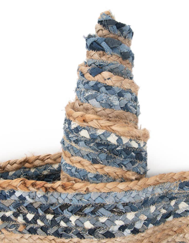 Detail image of  2' 2 x 3' 7  Hand Braided Chindi Hearth Rug