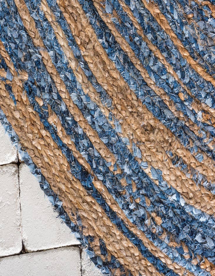 Detail image of  5' 1 x 8'  Hand Braided Chindi Oval Rug