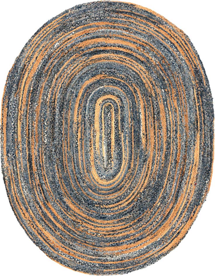 Detail image of  8' x 10'  Hand Braided Chindi Oval Rug