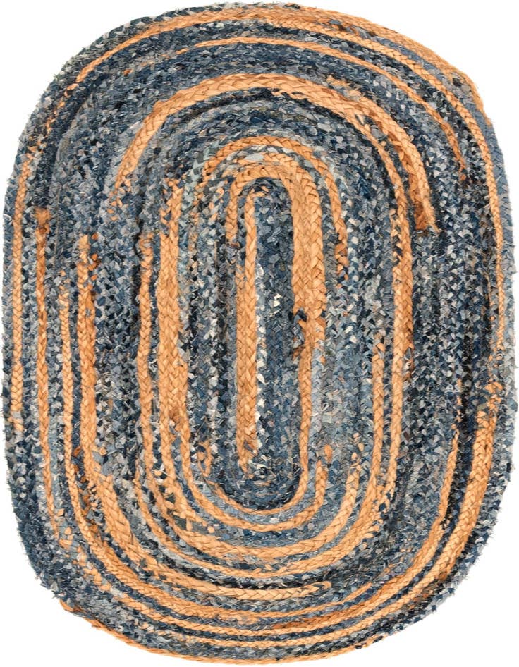 Detail image of  3' 3 x 5' 1  Hand Braided Chindi Oval Rug