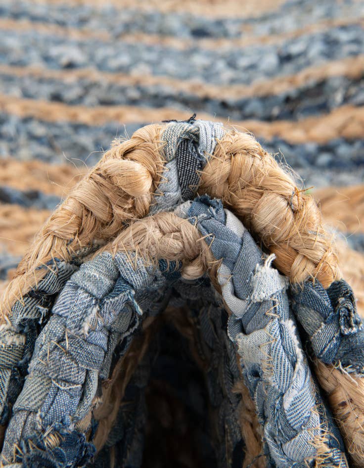Detail image of  3' 7 x 6' 1  Hand Braided Chindi Rug