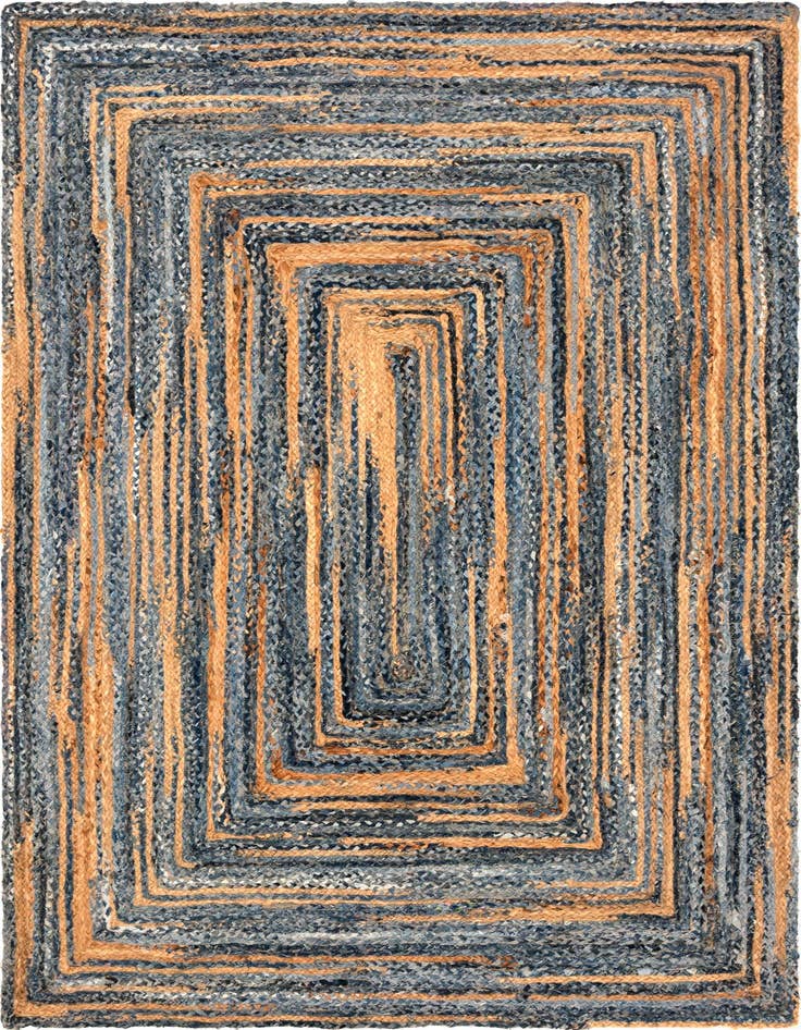 Detail image of  6' 1 x 9'  Hand Braided Chindi Rug