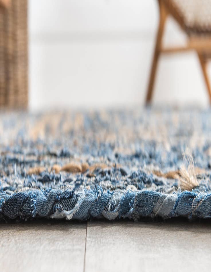 Detail image of  4' 1 x 6' 1  Hand Braided Chindi Rug