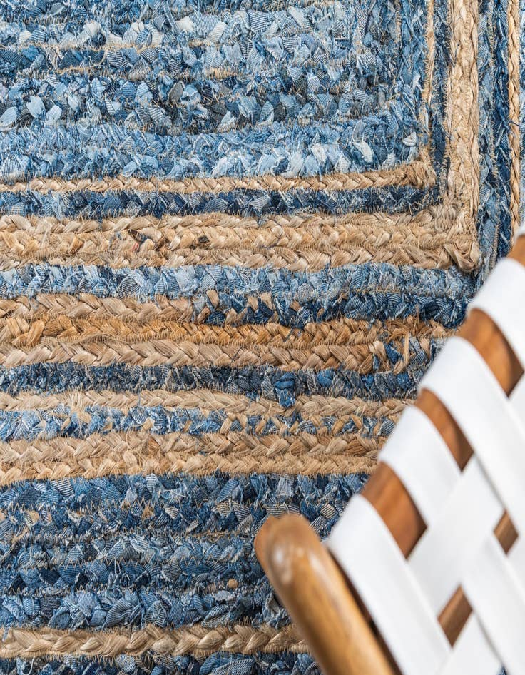 Detail image of  4' 1 x 6' 1  Hand Braided Chindi Rug