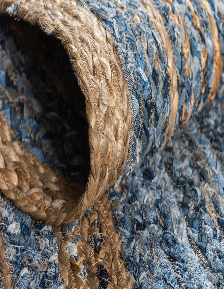 Detail image of  4' 1 x 6' 1  Hand Braided Chindi Rug