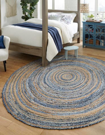  8' x 8'  Hand Braided Chindi Round Rug