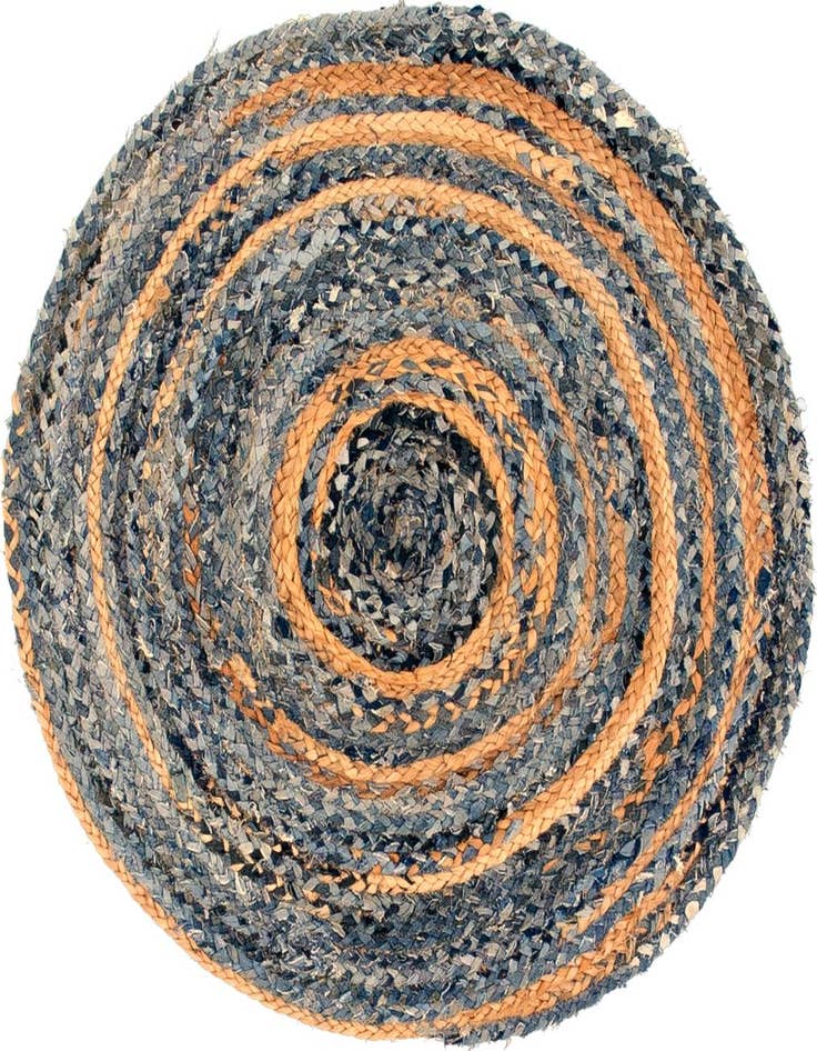 Detail image of  3' 3 x 3' 3  Hand Braided Chindi Round Rug