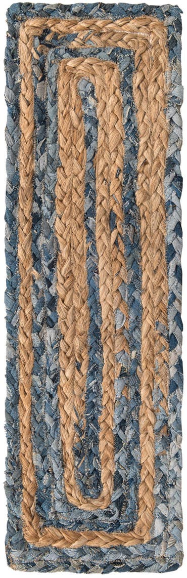  0' 9 x 2' 6  Hand Braided Chindi Stair Rug