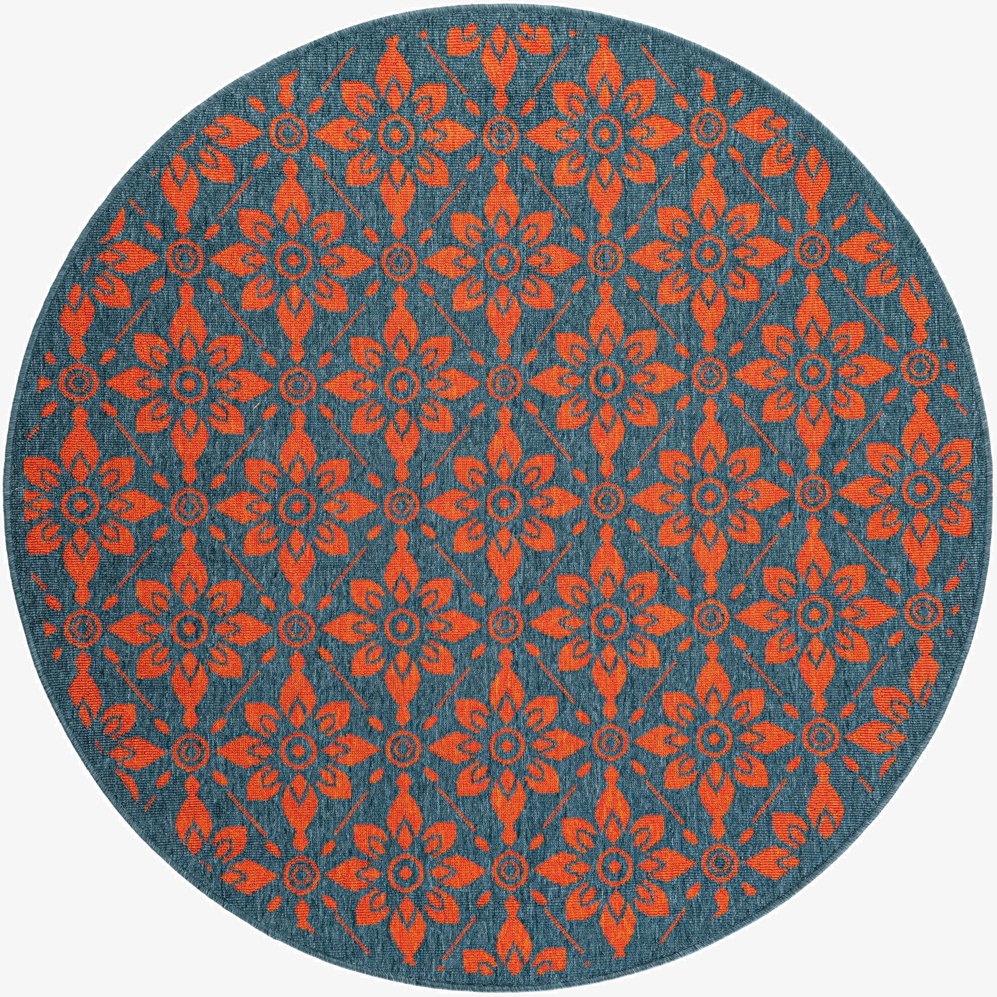  5' x 5'  Washable Lattice Indoor / Outdoor Round Rug