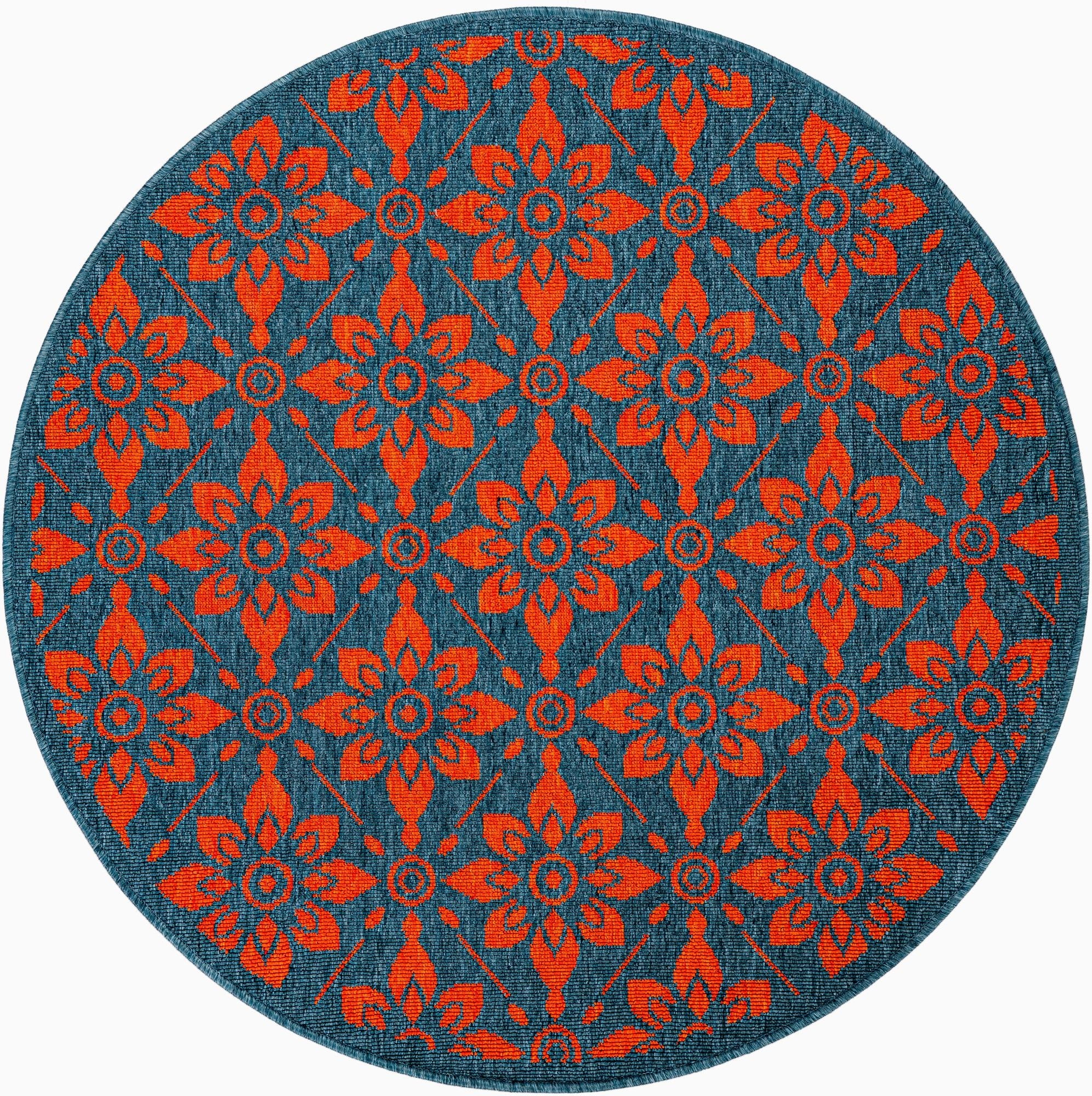  4' x 4'  Washable Lattice Indoor / Outdoor Round Rug