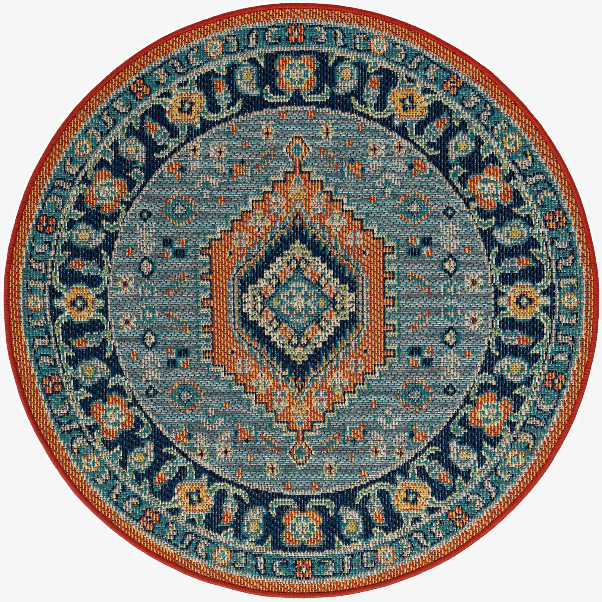  4' x 4'  Washable Baja Indoor / Outdoor Round Rug