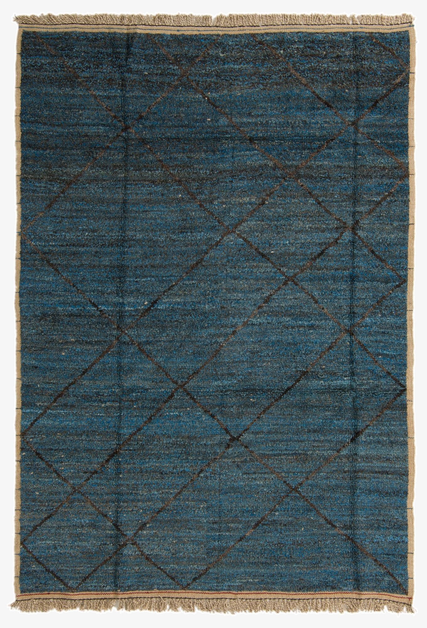  6' 4 x 9' 3  Hand Knotted Moroccan Wool Rug