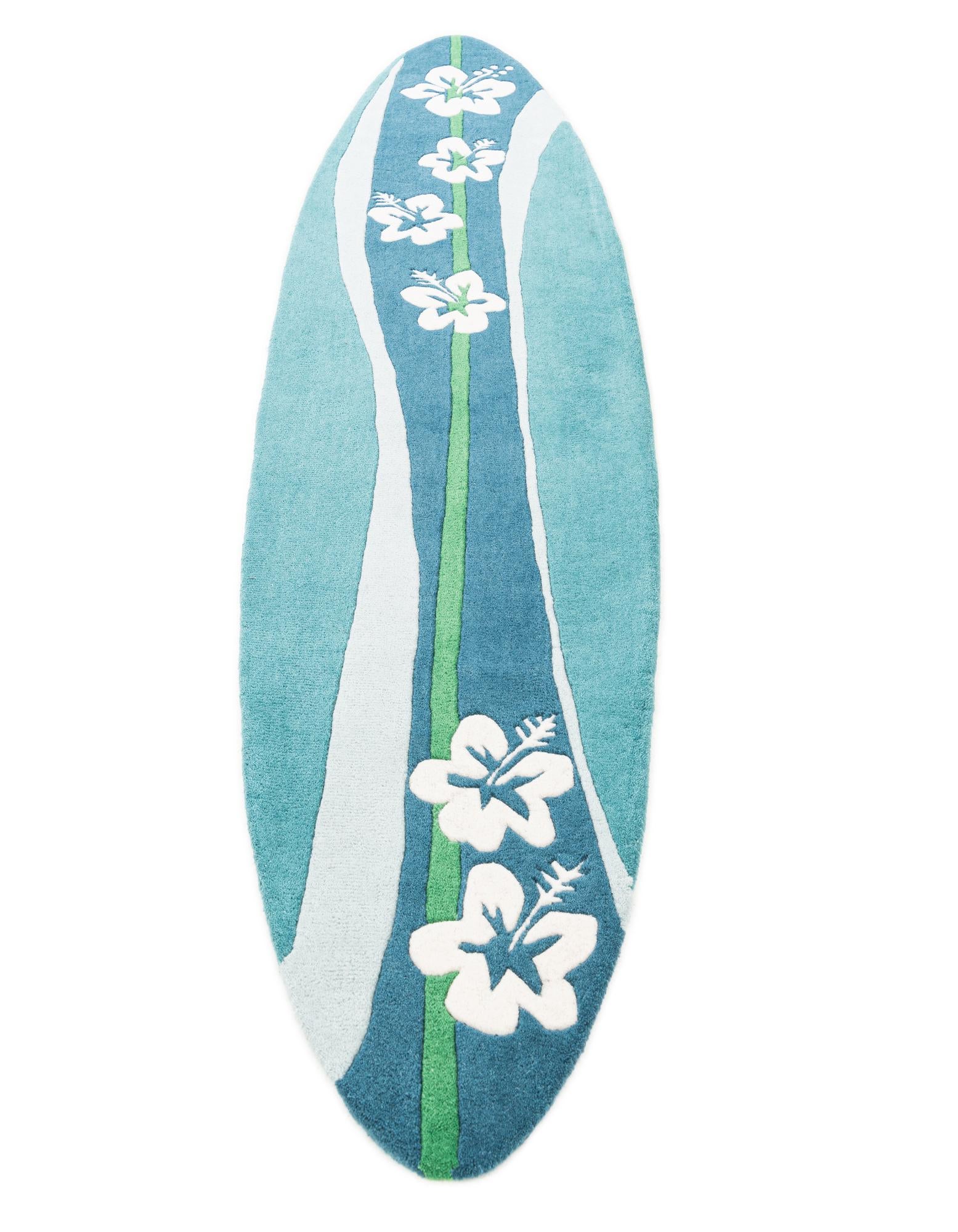 Blue 2' x 8' 10 SurfBoard Wool Freeform Rug | Rugs.com