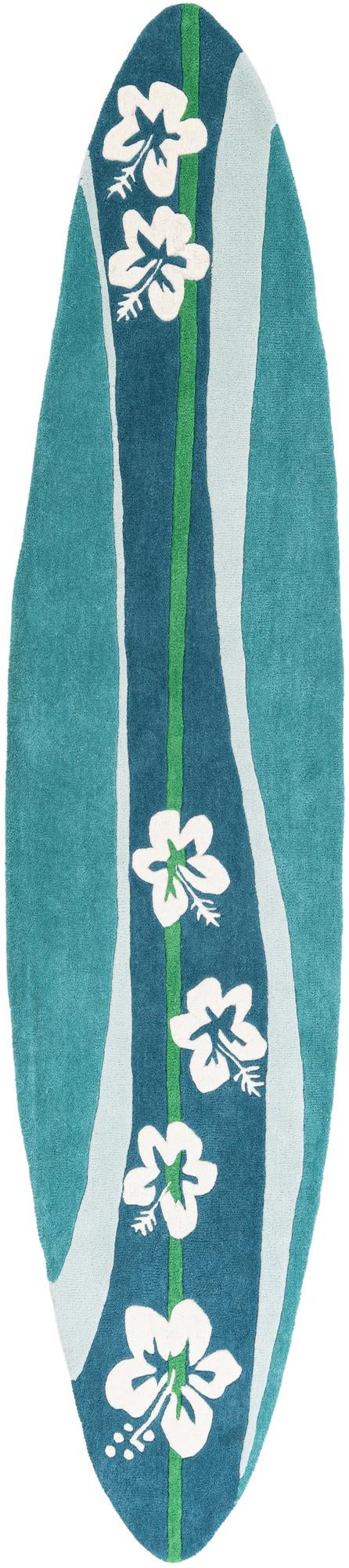 Blue 2' x 8' 10 SurfBoard Wool Freeform Rug | Rugs.com