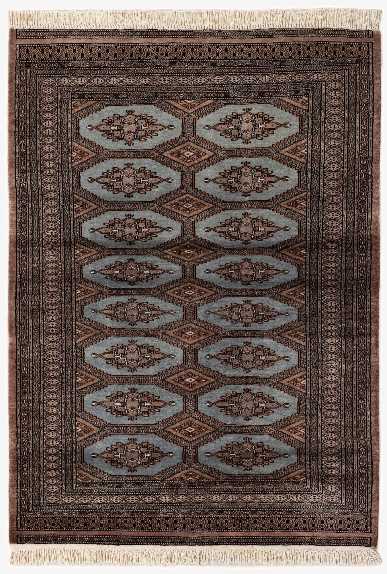  4' 2 x 5' 9  Hand Knotted Bokhara Wool Rug