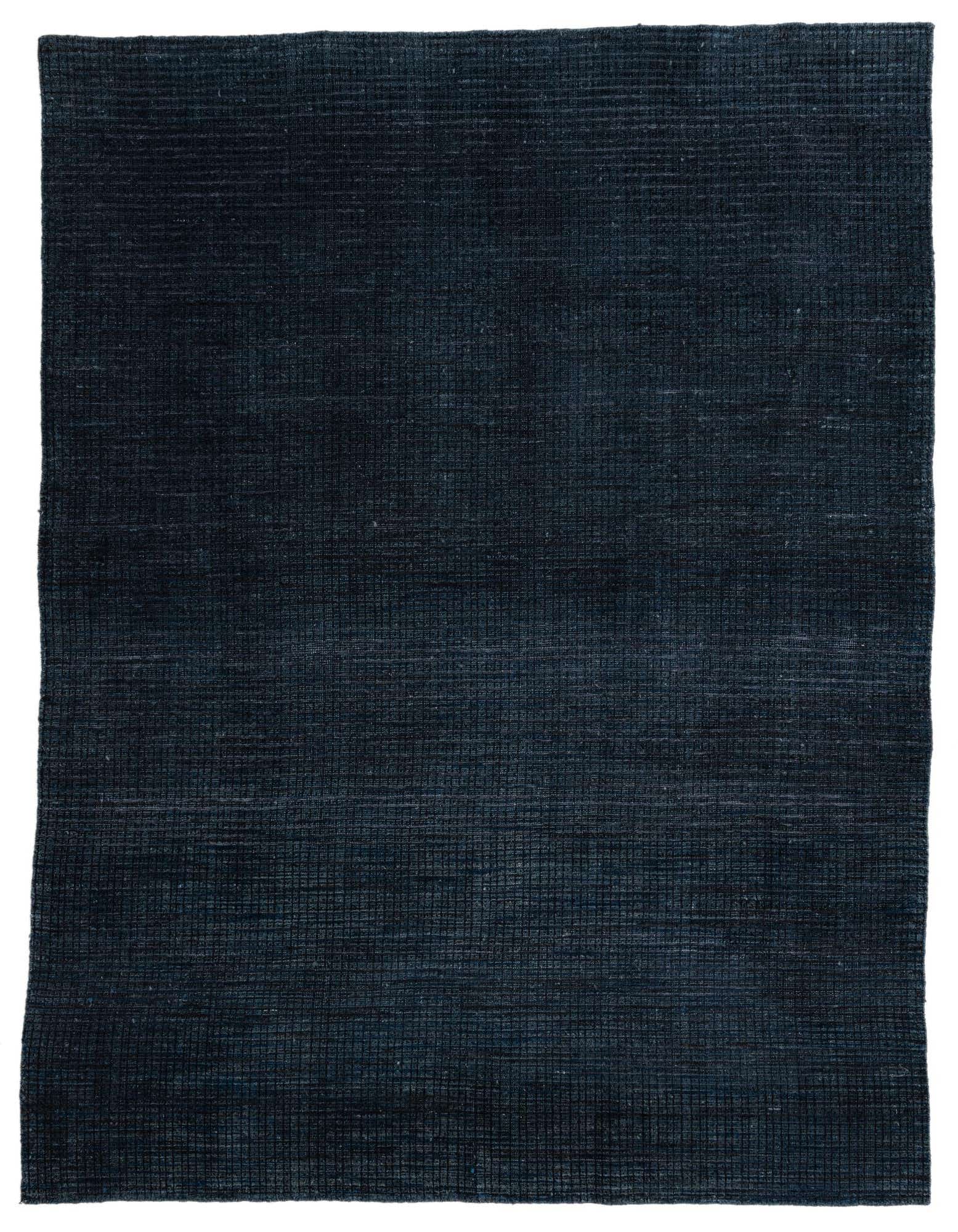 A rectangular 8x10 Darya rug in deep blue and gray tones with a textured, modern abstract pattern.
