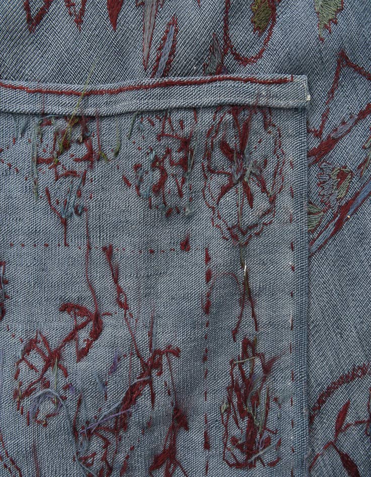 Detail image of  5' 6 x 7' 8  Hand Woven Kilim Suzani Wool Rug