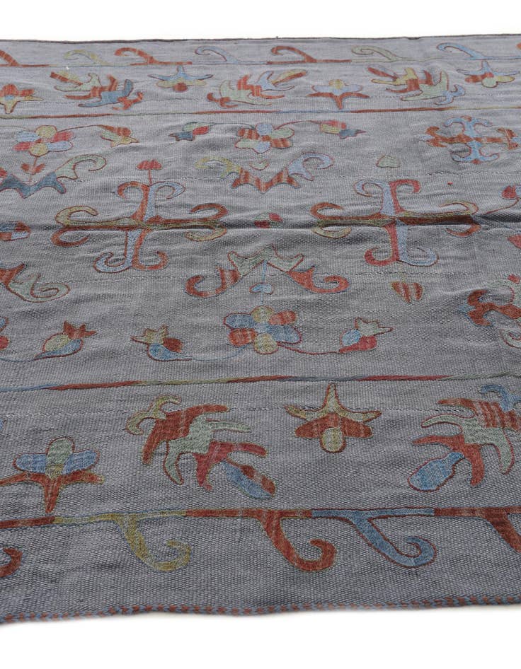 Detail image of  5' 7 x 7' 8  Hand Woven Kilim Suzani Wool Rug