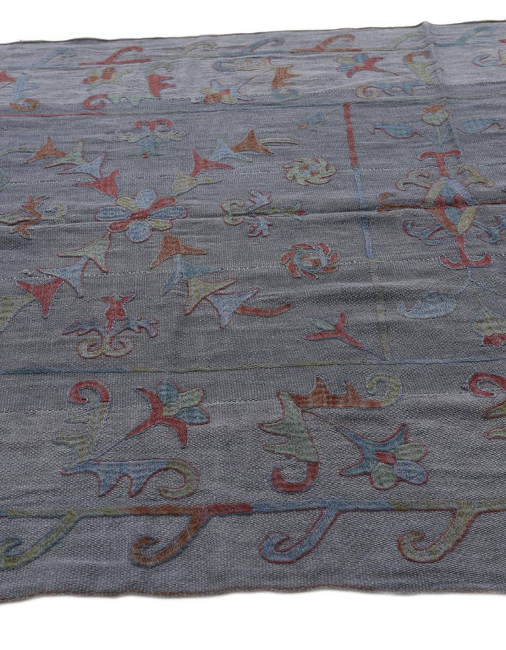 Detail image of  5' 7 x 7' 4  Hand Woven Kilim Suzani Wool Rug