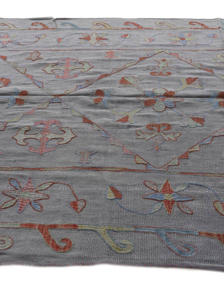 Detail image of  5' 8 x 7' 10  Hand Woven Kilim Suzani Wool Rug