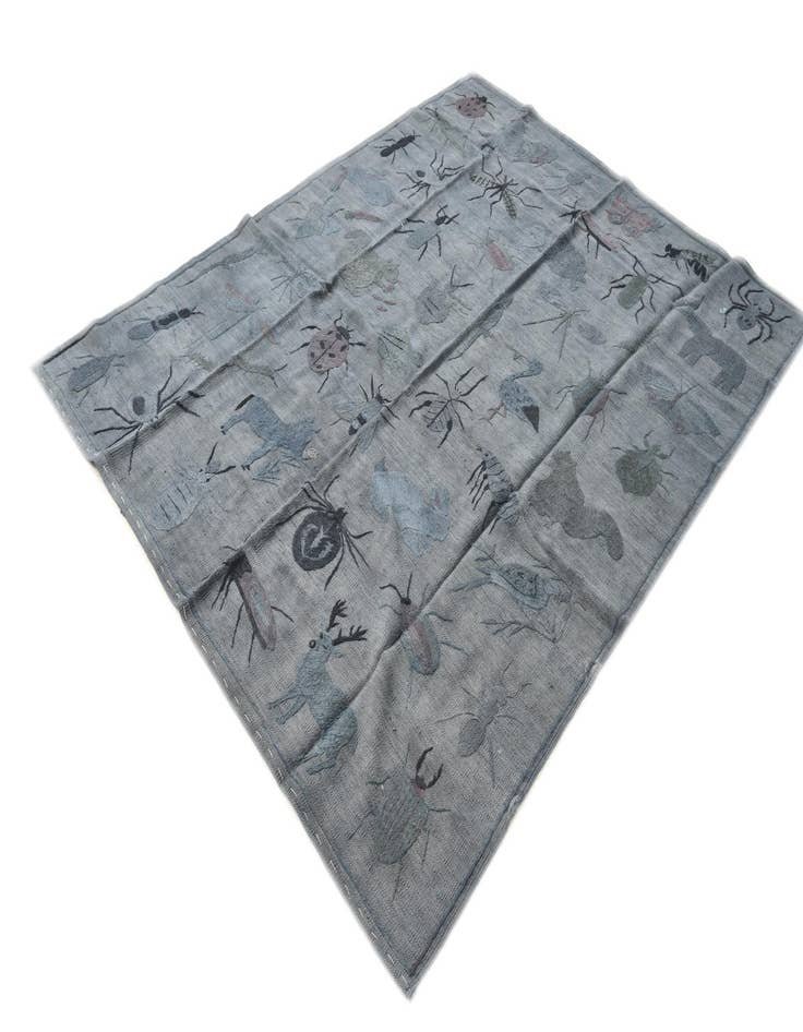 Detail image of  5' 9 x 7' 5  Hand Woven Kilim Suzani Wool Rug