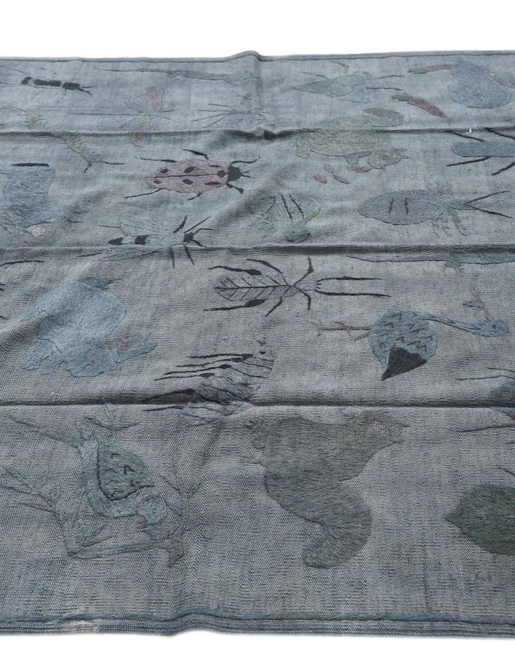 Detail image of  5' 9 x 7' 5  Hand Woven Kilim Suzani Wool Rug