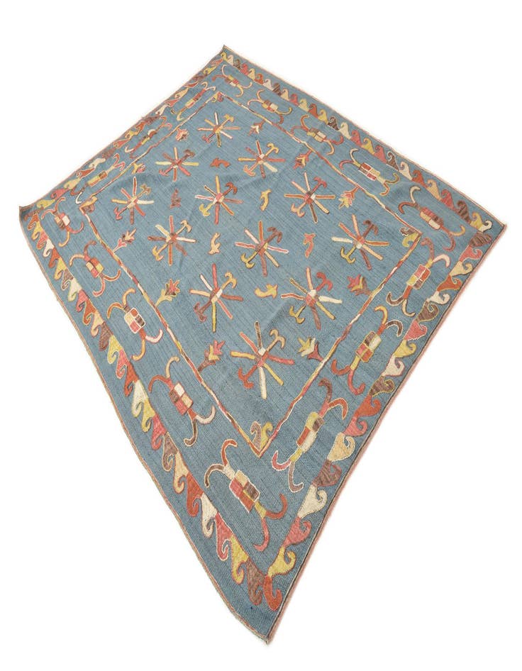 Detail image of  6' x 7' 6  Hand Woven Kilim Suzani Wool Rug