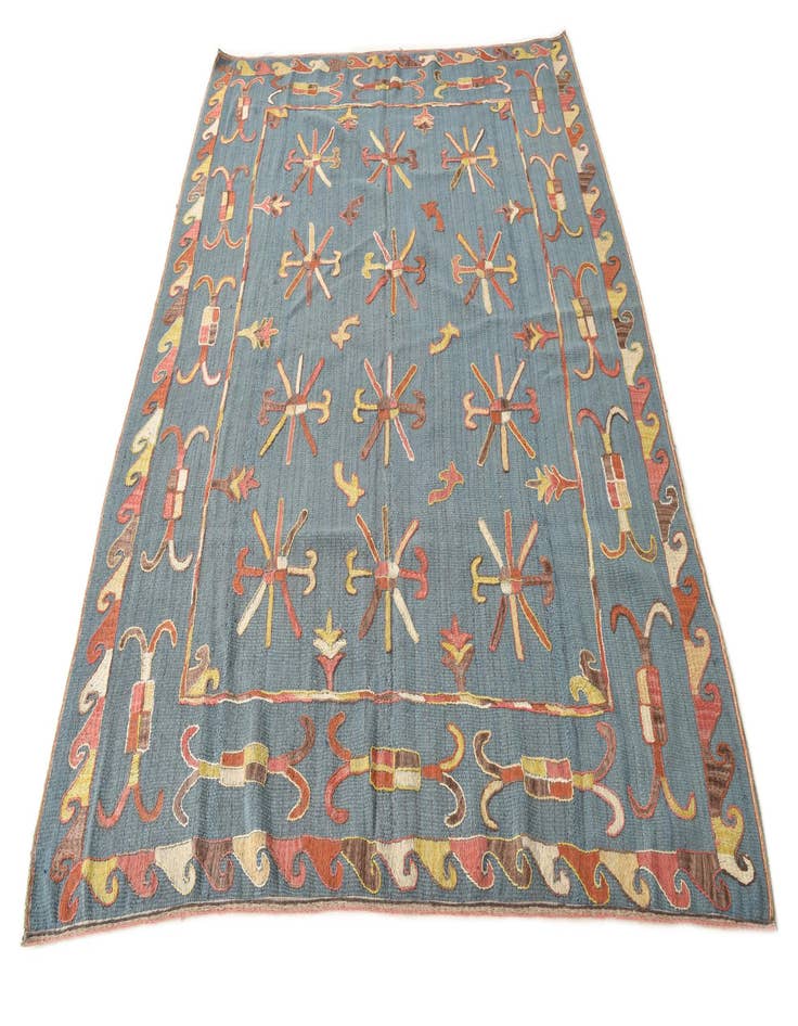 Detail image of  6' x 7' 6  Hand Woven Kilim Suzani Wool Rug