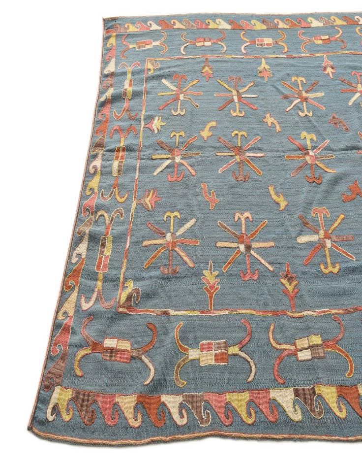 Detail image of  6' x 7' 6  Hand Woven Kilim Suzani Wool Rug