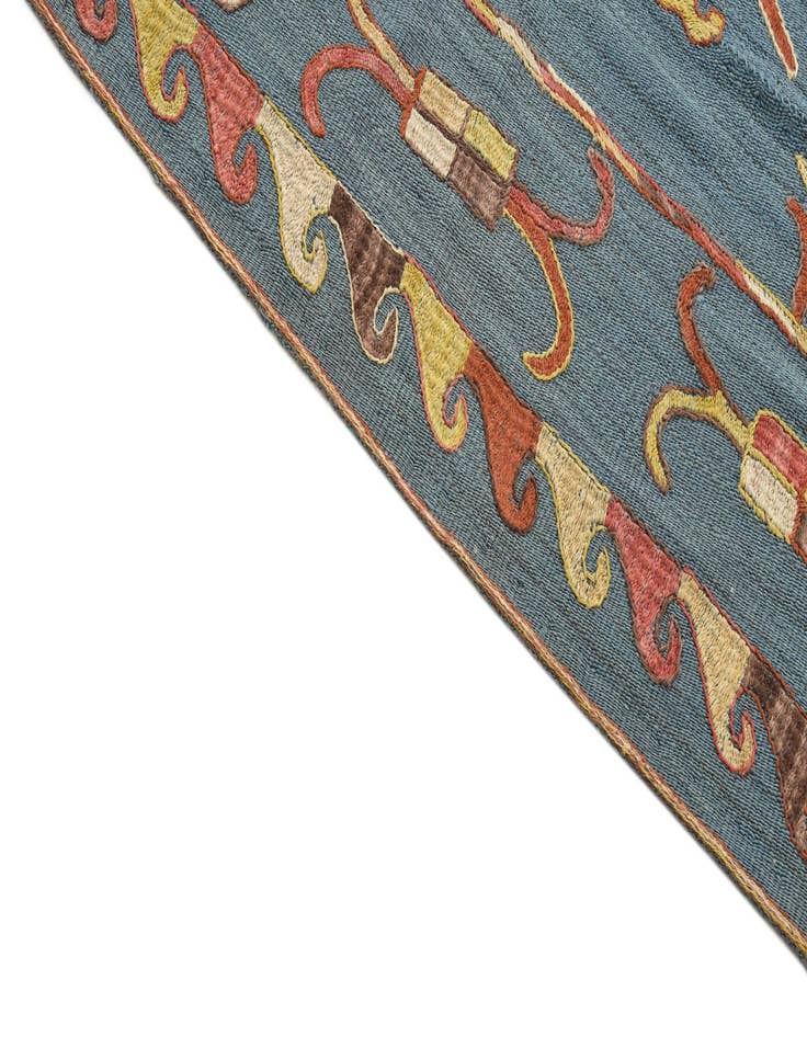 Detail image of  6' x 7' 6  Hand Woven Kilim Suzani Wool Rug