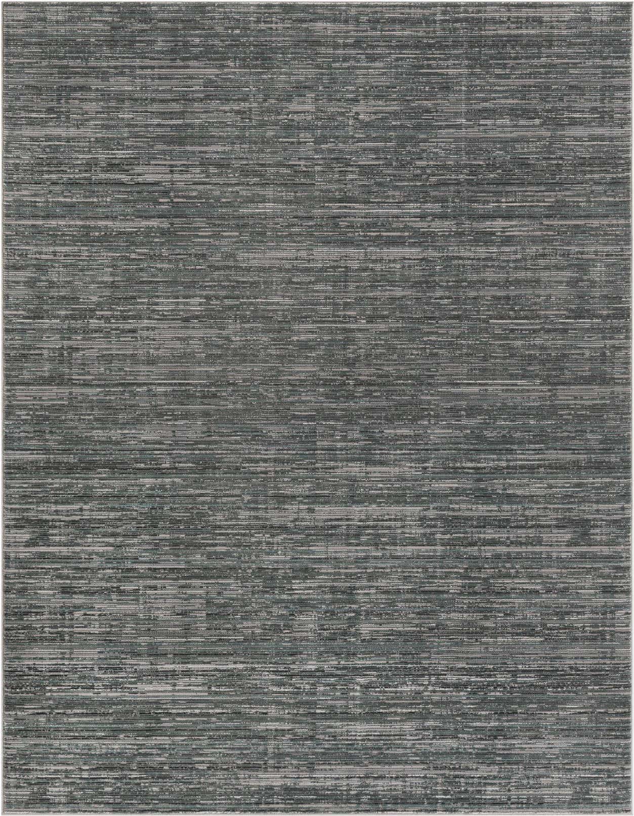 A 5x8 rectangular indoor rug featuring a textured abstract pattern in varying shades of blue and gray.