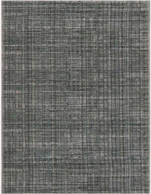 An 8 ft runner rug in shades of blue and gray, featuring a textured, abstract grid pattern, ideal for a hallway.