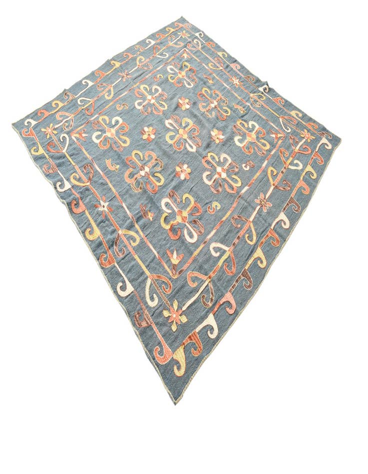 Detail image of  6' 5 x 6' 5  Hand Woven Kilim Suzani Wool Square Rug