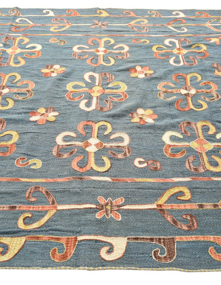 Detail image of  6' 5 x 6' 5  Hand Woven Kilim Suzani Wool Square Rug