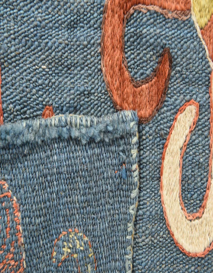 Detail image of  6' 5 x 6' 5  Hand Woven Kilim Suzani Wool Square Rug