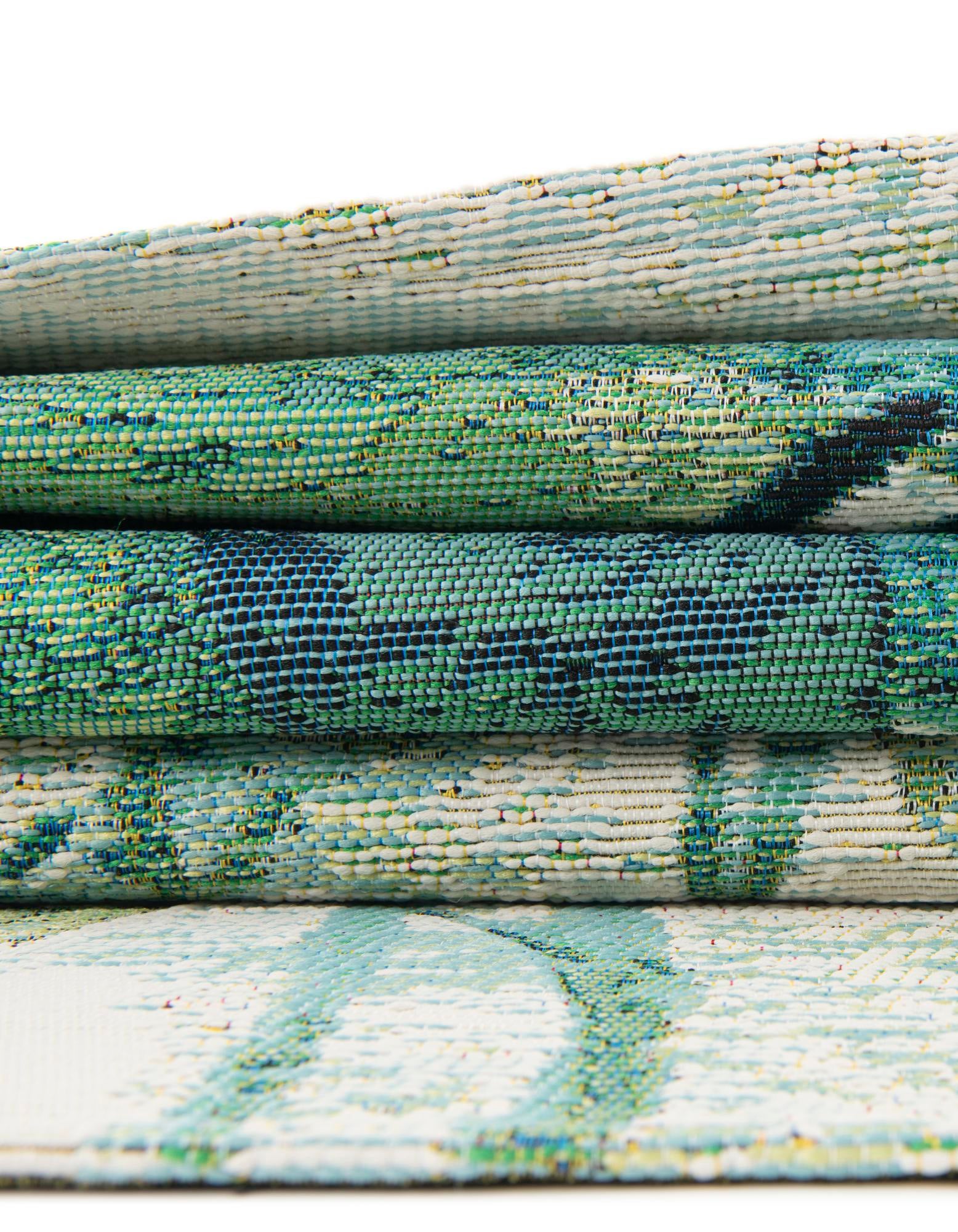 Blue Green 10' x 14' 2 Botanical Indoor / Outdoor Rug | Rugs.com