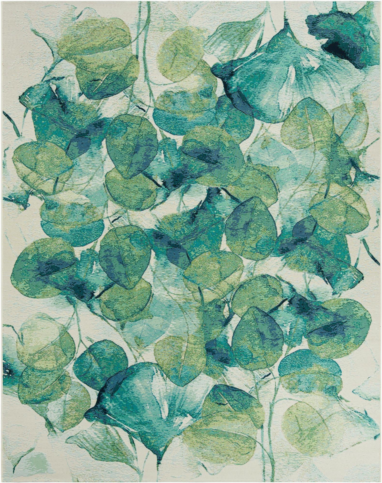  7' 10 x 10'  Washable Botanical Indoor / Outdoor Rug