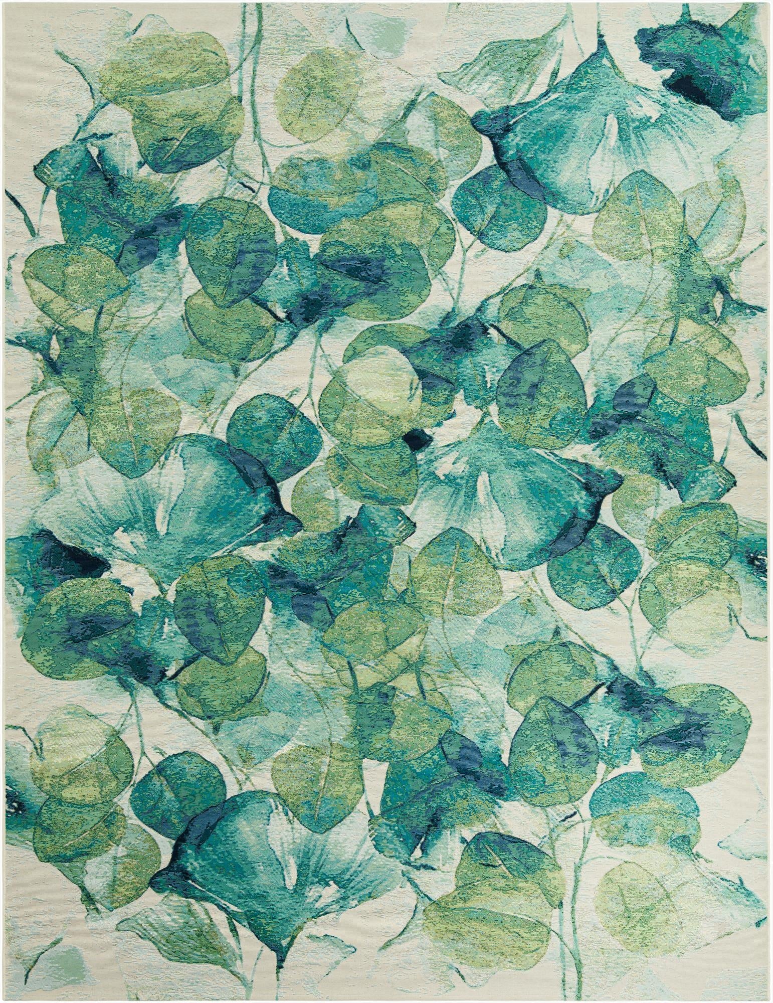  9' x 12'  Washable Botanical Indoor / Outdoor Rug