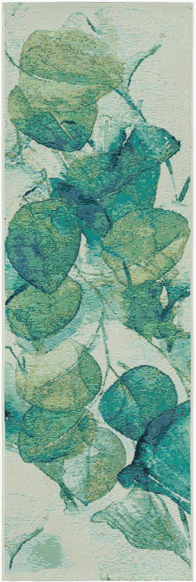  2' x 6'  Washable Botanical Indoor / Outdoor Runner Rug