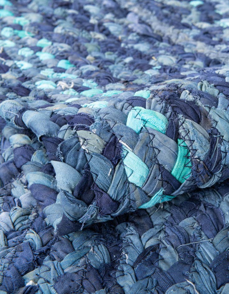 Detail image of  2' 2 x 3' 7  Hand Braided Chindi Hearth Rug