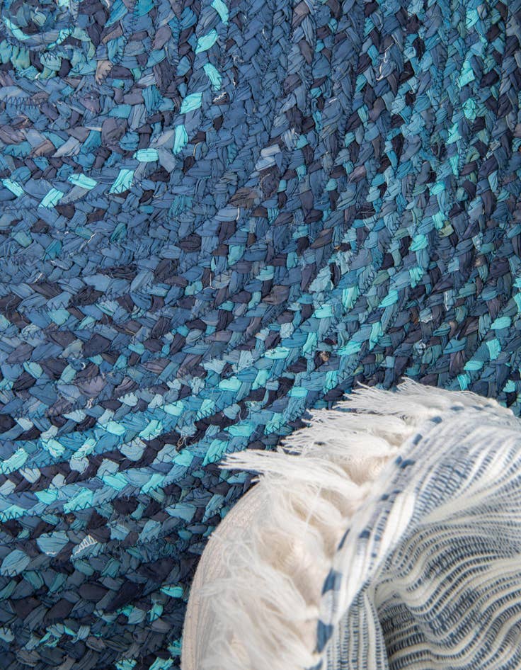 Detail image of  2' 2 x 3' 7  Hand Braided Chindi Hearth Rug