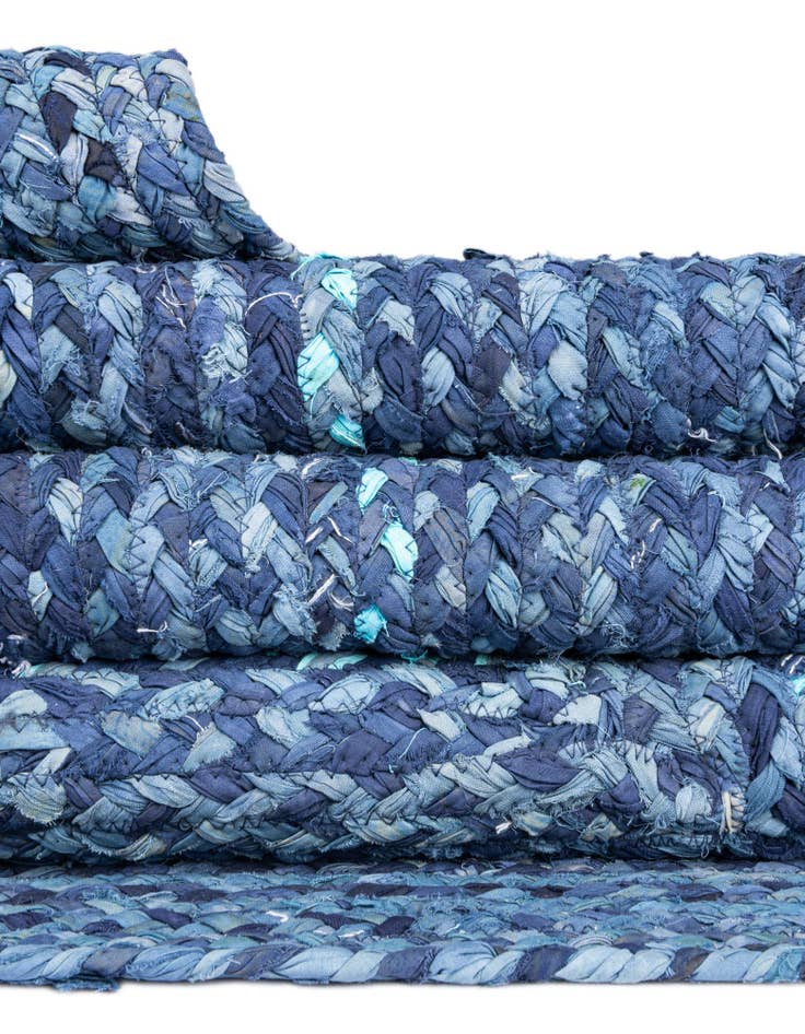 Detail image of  2' 2 x 3' 7  Hand Braided Chindi Hearth Rug