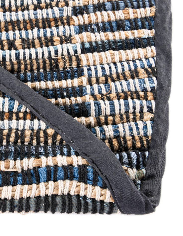 Detail image of  2' 2 x 3' 7  Hand Woven Chindi Jute Hearth Rug