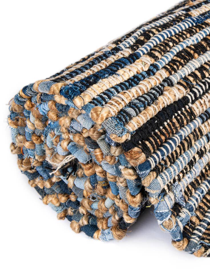 Detail image of  2' 2 x 3' 7  Hand Woven Chindi Jute Hearth Rug