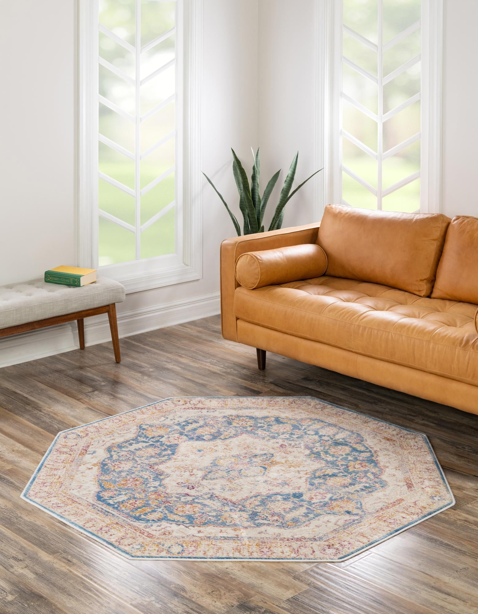 Blue Ivory 5' 3 x 5' 3 Deepa Octagon Rug | Rugs.com