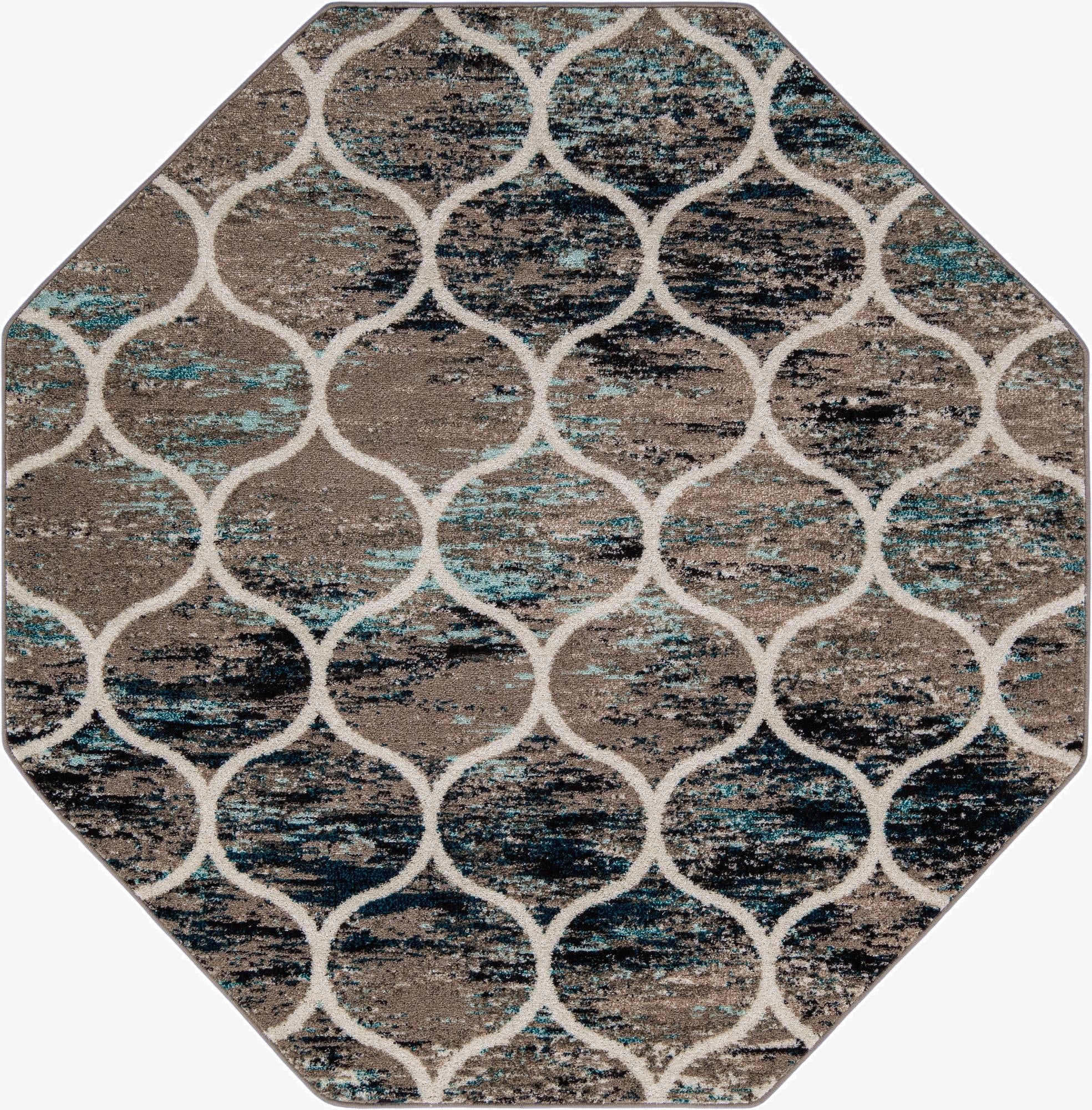  7' x 7' Lattice Frieze Octagon Rug