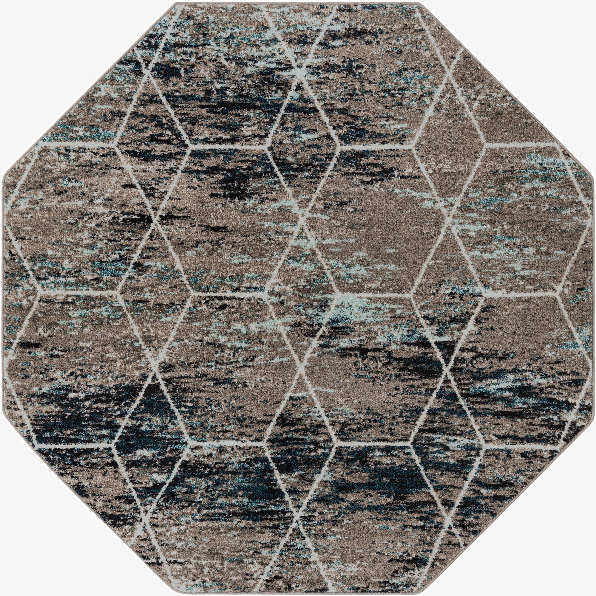  6' x 6' Lattice Frieze Octagon Rug