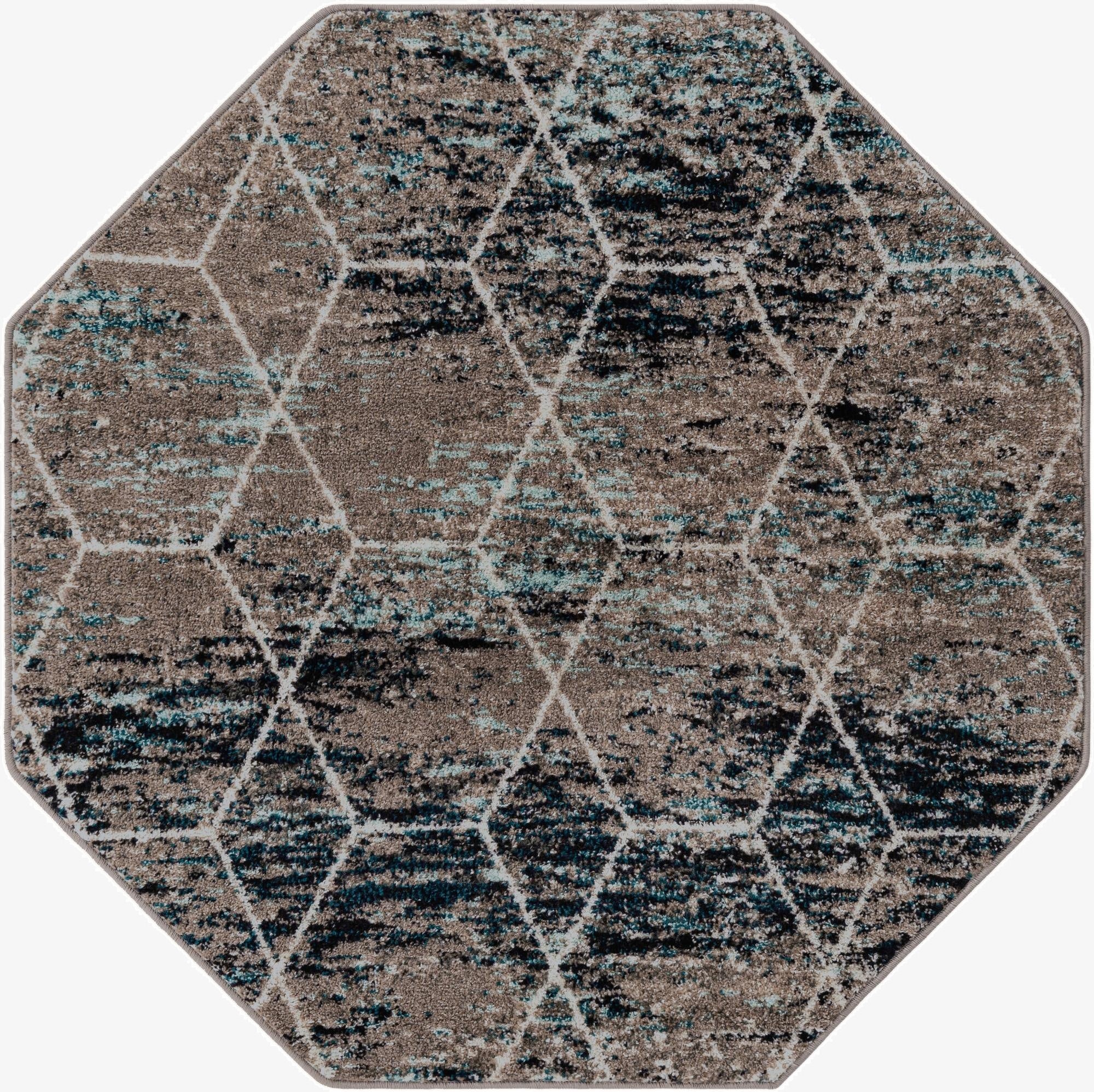  4' x 4' Lattice Frieze Octagon Rug