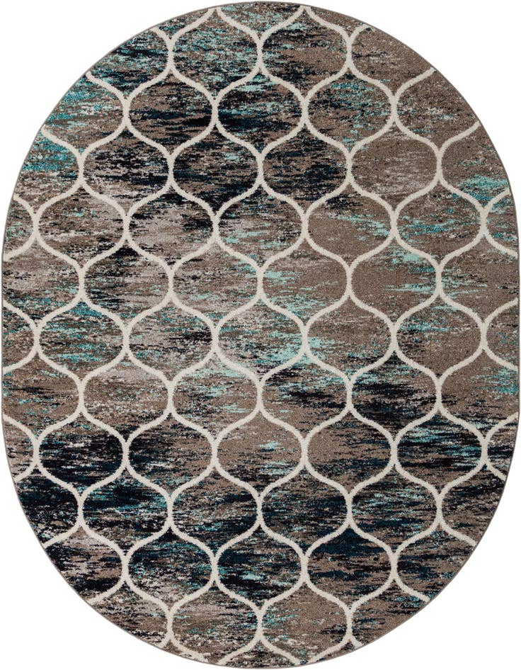 Detail image of  7' 10 x 10' Lattice Frieze Oval Rug